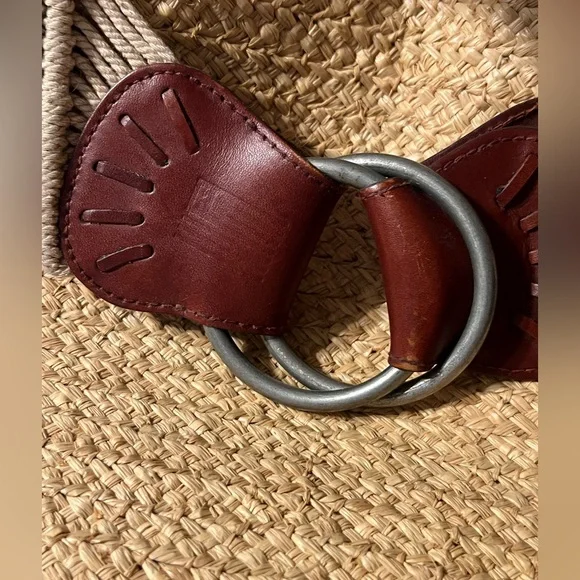 Vintage y2k Polo Jeans Ralph Lauren Leather Raffia Macrame Purse - Picture 3 of 12
